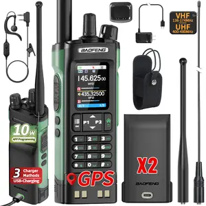 BAOFENG UV32 GPS Walkie Talkies 10W Multi Band Ham Radio APP Programming NOAA Two Way Radio With Extra Battery And 771 Antenna For Camping Survival Gear Audio Portable Usb