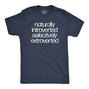 Mens Naturally Introverted Selectively Extroverted T Shirt Funny Loner Introvert Joke Tee for Guys Mens Funny T Shirts Cool Vintage Fashion T-Shirt Gift Classic Menswear Sarcastic Apparel for Men Funny Navy -
