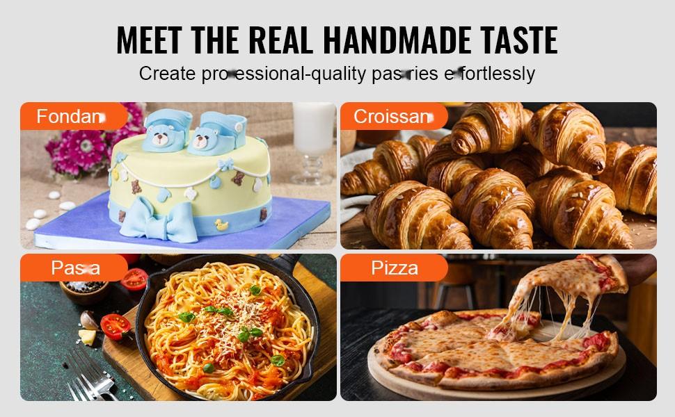 Manual Dough Sheeter Machine, 1/2 Inch Maximum Thickness, Hand Crank Pastry Roller Press For Pasta And Pizza Dough, Bakery Equipment For Commercial Kitchens, Durable Stainless Steel Construction, Easy To Clean And Maintain