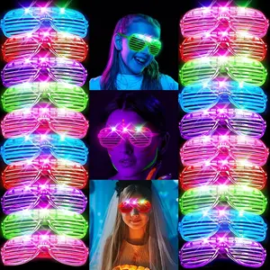 24 Pack LED Glasses, Halloween Party Supplies,5 Neon Colors with 3 Flashing Modes, Glow in the Dark Sunglasses Toys Bulk Neon Party Favors for /Adult Birthday Halloween Holiday