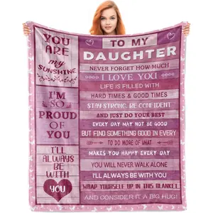 Daughter Gifts Blanket, Daughter Gifts From Mom Dad, Daughters Birthday Presents From Mom Dad, Soft Flannel Throw Blanket for Christmas, Mothers Day, Valentines Day, Graduation