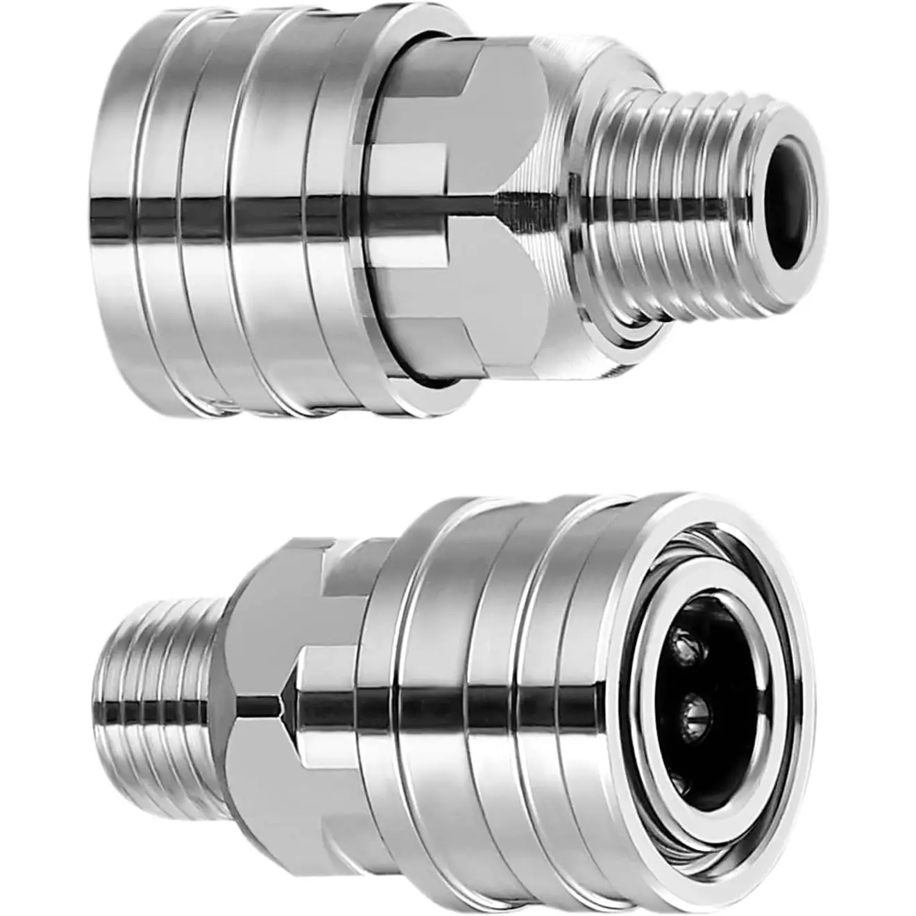 Stainless Steel 1/4" Quick Connect Fittings- Washer Accessories,Quick Release Couplers for Power Washers, Leak-Proof& Resistant, 5000 PSI  Washer Adapters (2-Pack)