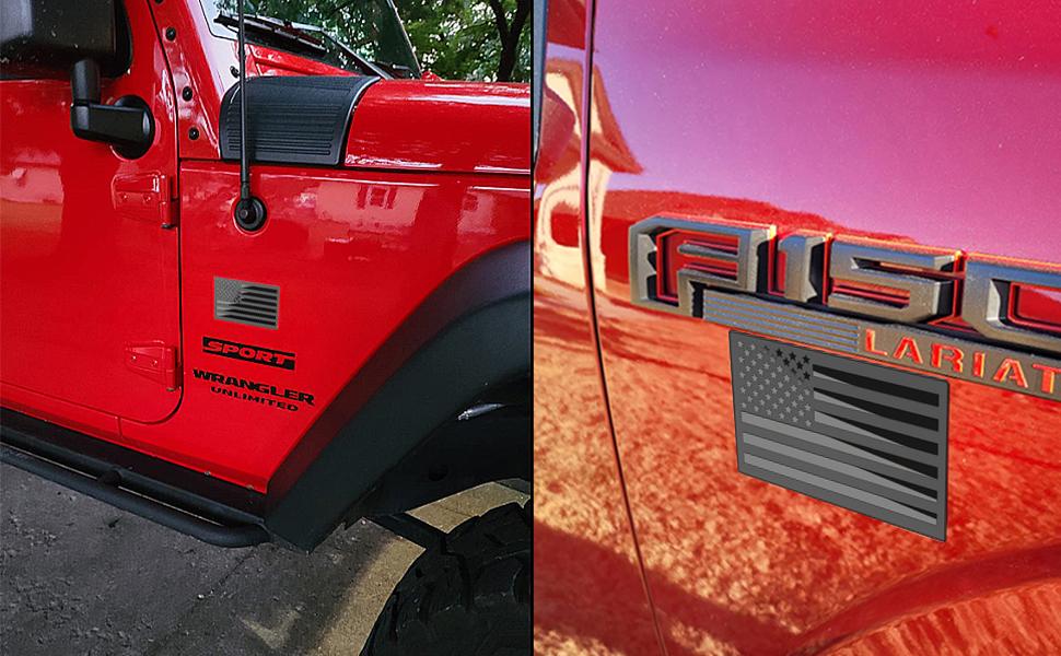 Embossed 3D Metal All Black American Flag Emblem Decal Stickers (5Pack), Matte Black 5" x 3" Patriotic USA US Flag Car Decals Bumper Stickers for Truck, Window, Motorcycle, Support US Military