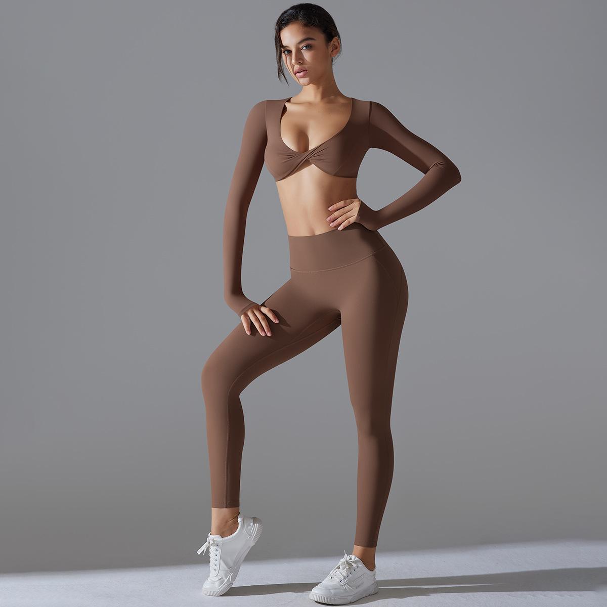 Yoga Clothes Sports Push Up Long Sleeve Workout Clothes Suit