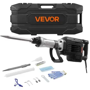 VEVOR Demolition Jack Hammer, 3000 W Powerful Electric Jackhammer, 1700 BPM Concrete Breaker with a Point Chisel, Carrying Case, Gloves, Goggles, for Concrete, Wall, Brick, Tile and Foundation