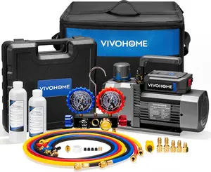 VIVOHOME A2L AC Vacuum Pump and Manifold Gauge Set, 3.5CFM - 7.2CFM HVAC Vacuum Pump Kit with 5ft Hoses, Sparkless Motor for R454B R32 R1234yf R134a R22 R410a Car Mini Split Systems