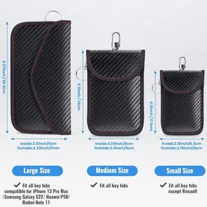 Faraday Pouch for Car Keys, Faraday Bag, Car RFID Signal Blocking Holder, Key Fob Protector, Key fob cage Block Signal Anti-Theft Fob Case (2 Pack)