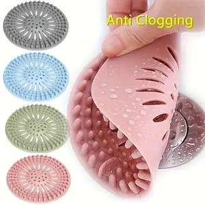 Silicone Hair Catcher Shower Drain Cover - Durable Hair Stopper, Easy to Install & Clean for Bathroom Bathtub Kitchen