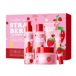 Strawberry VC Luxury Skincare Kit 6 Pcs Deep Hydration Even Skin Tone Smooth Texture Daily Beauty Routine