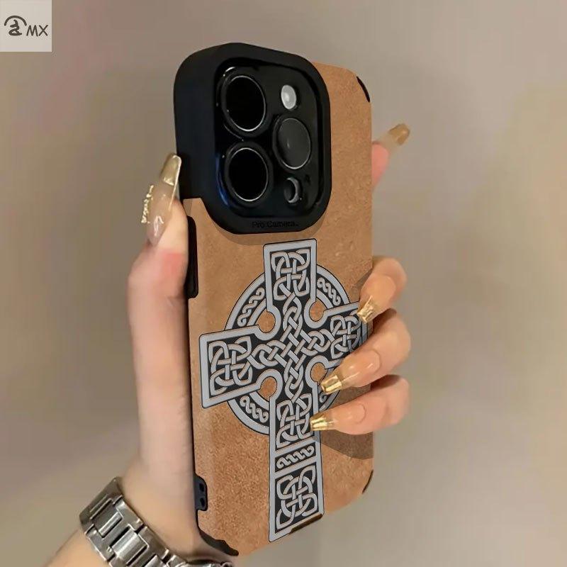 Phone Case - Celtic Cross Pattern Design Suitable for iPhone 17 16 15 14 13 12 11 PRO MAX PLUS, AIR and iPhone X XS MAX, Shockproof and Anti-drop Phone Case, Perfect Holiday Gift for Friends and Family