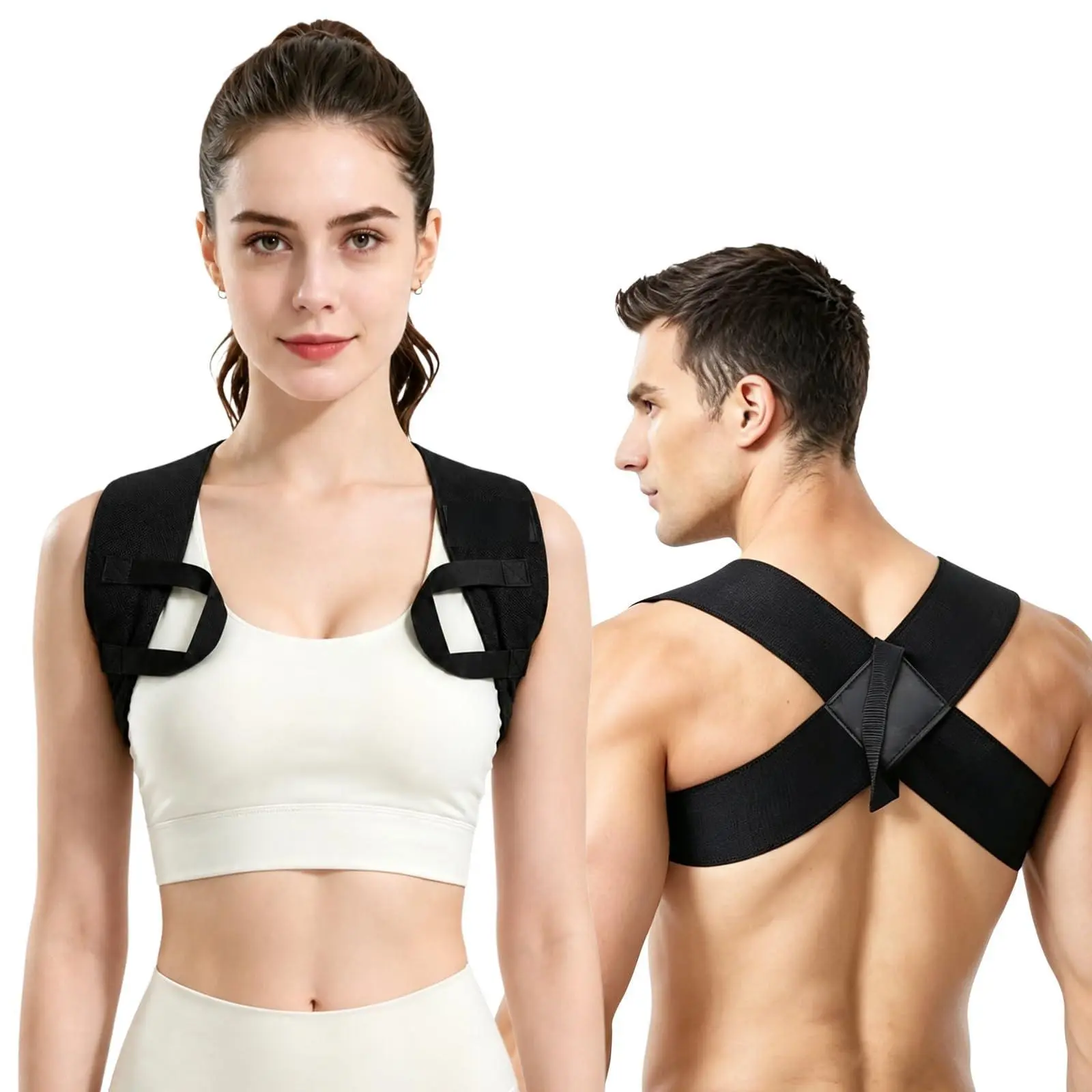 Adjustable Posture Corrector for Men Women, Breathable Back Support Brace, Comfort Shoulder Straightener for Spine Neck Lower Back Pain Relief, Sports & Daily Use
