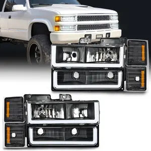 Nilight Headlights Assembly Led DRL for Chevy Silverado 1500 2500 3500 1994 1995 1996 1997 1998,1994-1998 Tahoe / C10 / CK/Suburban,(Side Maker Light Not for GMC Yukon)