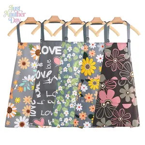 5 Pack Floral Aprons with Pocket Waiter's work uniform Waterproof Adjustable Cooking Aprons for Kitchen Gardening and Salon Accessory - Home Improvement.