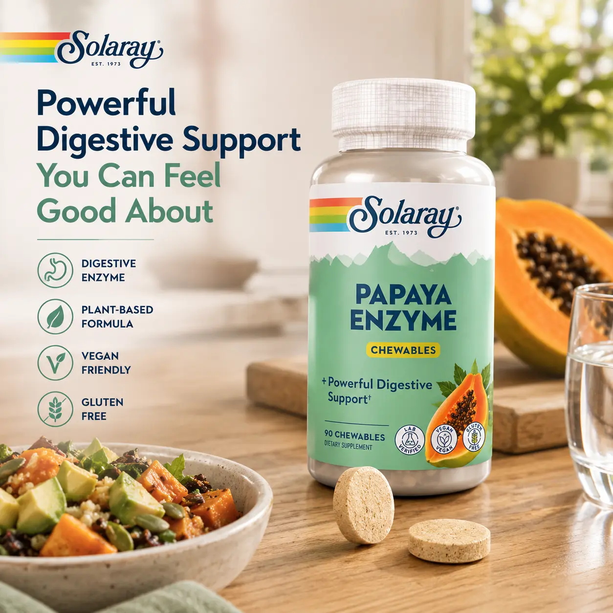 Solaray Digestive Enzyme Chewables with Papaya Enzyme — Sensitive Gut Daily Routine