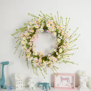 freight free20Inch Pink Daisy Spring Wreath - Handcrafted Look Flower Wreath for Porch Decor, Indoor Wall Hanging, Summer Home Refresh