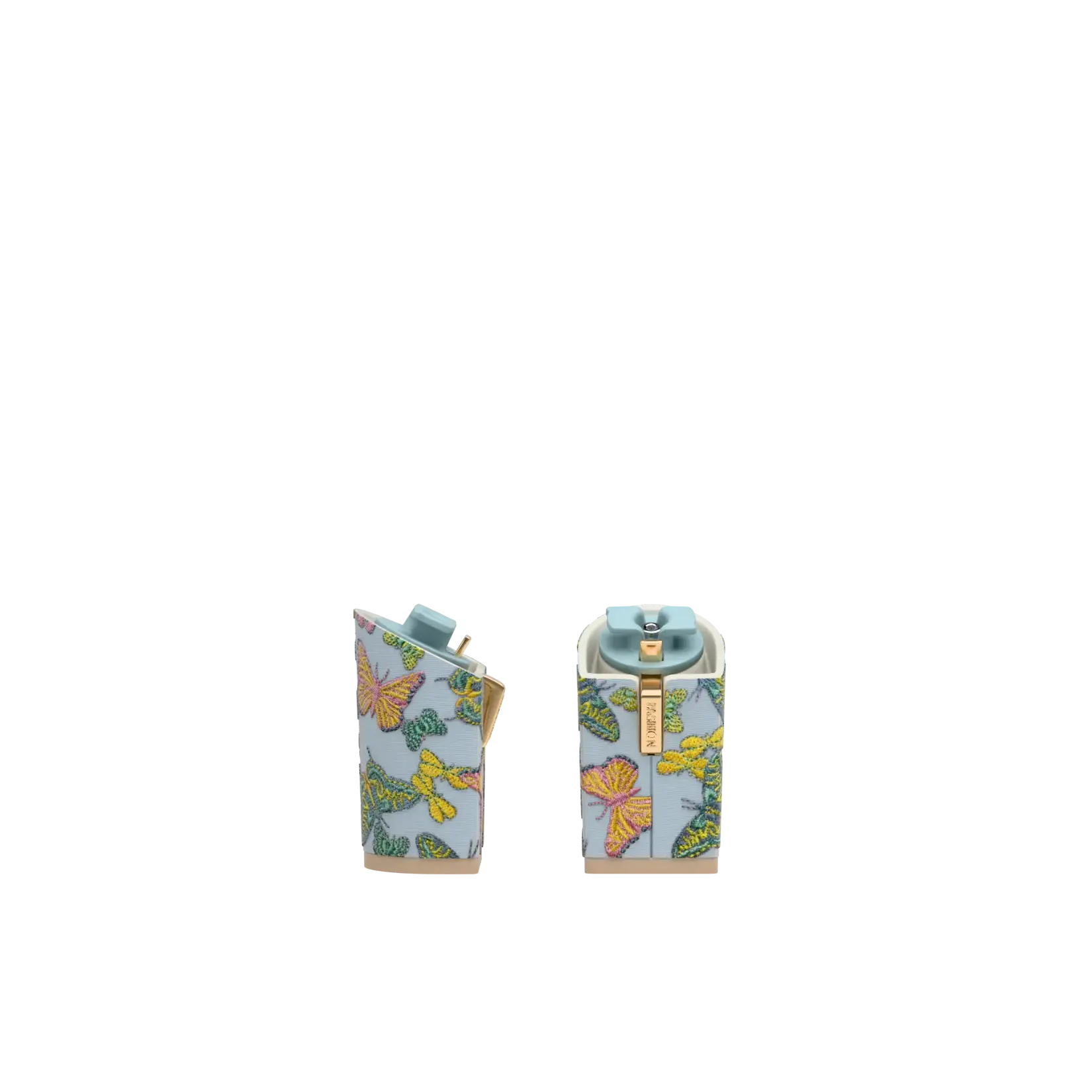 Block Heel Kit 4 Baby Blue Butterfly Embroidery