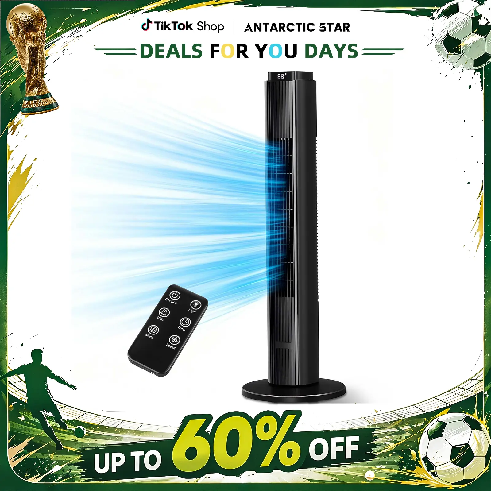 Summervibes Antarctic Star 37-Inch Bladeless Portable Tower Fan 80°Oscillating,Quiet Cooling with 12H Timer Remote Control, 6 Speed, 4 Modes, LED Display,Standing Fan Powerful for Bedroom Office Dorm, Black summerwins