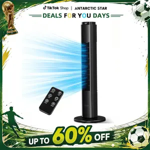 Summervibes Antarctic Star 37-Inch Bladeless Portable Tower Fan 80°Oscillating,Quiet Cooling with 12H Timer Remote Control, 6 Speed, 4 Modes, LED Display,Standing Fan Powerful for Bedroom Office Dorm, Black summerwins