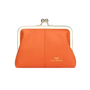 Royal Bagger RFID Blocking Genuine Cow Leather Coin Purses for Women, Fashion Kiss Lock Change Pouch and Key Card Storage Bag 6120