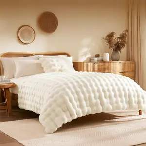 ROSEKIND fluffy Weighted Faux Rabbit Fur , Soft Cloud Fluffy Fuzzy  Cozy Plush Fleece  Blanket, Thick Warm Christmas Blanket Gifts for Women,The  Blanket  For Stress & Anxiety,Soft  Warm marshmallow Comforter,soft elastic breathable