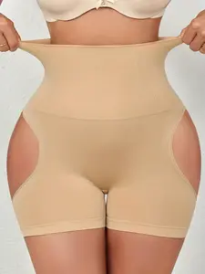 1 Count Women's High Waist Butt Lifter Shapewear Shorts, Fajas, Hollow Out Design Natural Curves Solid Color Shaping Panty, Tummy Control Body Shaper Bottoms, Suitable For Daily Wear, Parties, All Occasions Fashionable