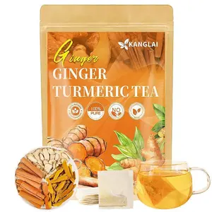 KANGLAI 60Bags Turmeric Tea Herbal Anti-Inflammatory Tea,100% natural, eco-friendly tea bags.Contains turmeric,ginger,and cinnamon.keto-friendly,sugar-free,caffeine-free,gluten-free,vegan healthy beverage,Digestive tea,good herbal remedy