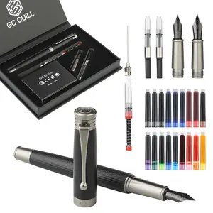 GC Quill Fountain Pen Set - Fine & Medium Nibs, Includes 18 Ink Cartridges, Ink Refill Converter & Syringe Filler, Gift for Writing, Journaling & Calligraphy