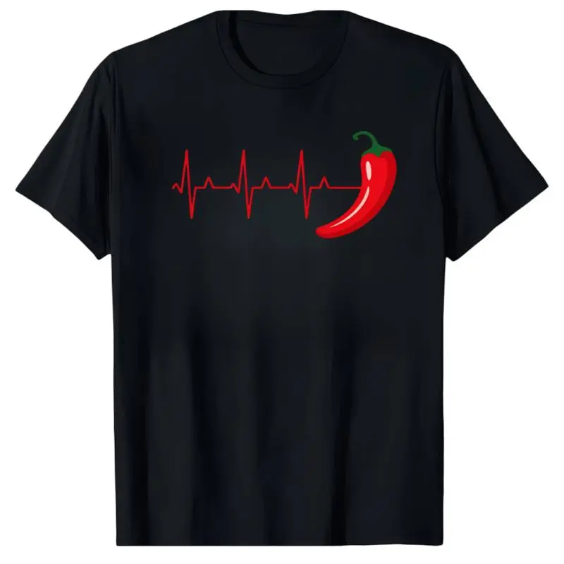 Men's Round Neck Short-Sleeve Casual Hot Sauce Lover Spicy Chili Print T-Shirt, Menswear Tops, Shortsleeve