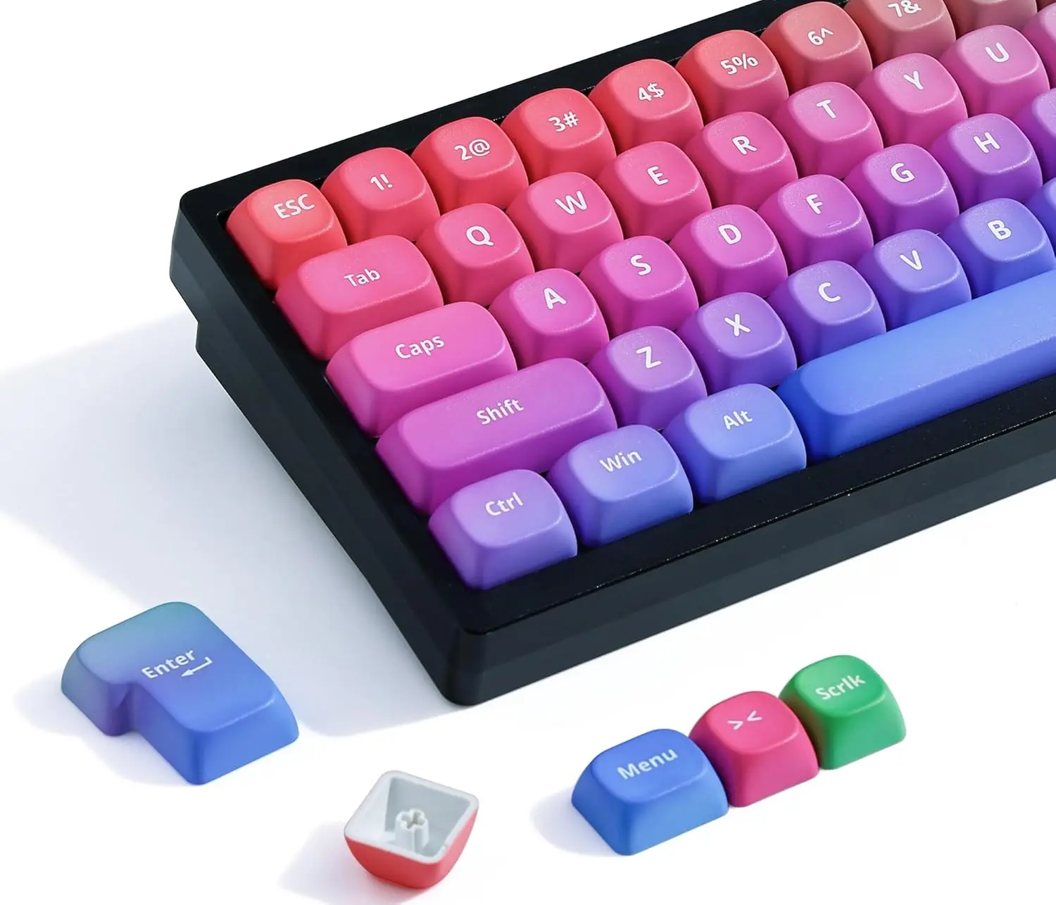 Womier 121-Key PBT Custom Keycaps, Gradient Cute Dye-Sublimated MOA Profile Set for 60/65/75/100% Cherry MX Switch Mechanical KB, Custom Keys Compatible with Standard Mechanical Keyboards
