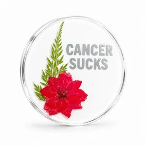 Red and Green Dried Flower Cancer Sucks Coaster Set - Decorative Tableware for Home Decor