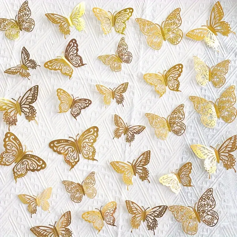 72pcs, Sparkling Butterfly Paper Cake Decorations, Cake Top Decorations, Dessert Table Decorations, Roostertail Tropical Party Paper Cupcake Decorations, Butterfly Wall Decorations, Birthday, Wedding, Anniversary Party Supplies for Halloween