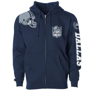 Men Football Home Team Zip Up Hoodie - Dallas Casual Cotton