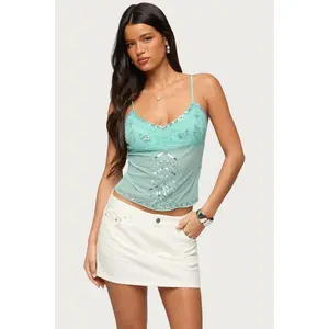 Azelia Beaded Sheer Mesh Top