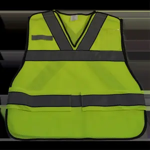 Petra Roc  ANSI V-Neck Lime Mesh Public Safety Vest X on Back, Regular Small & Extra Large, High Visibility Vest, Reflective Safety Vest, Ansi Certified