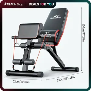 13-in-1 Exercise Machine - Foldable Gym Workout Bench w/800LB Capacity & Tension Rope for Full Body Training