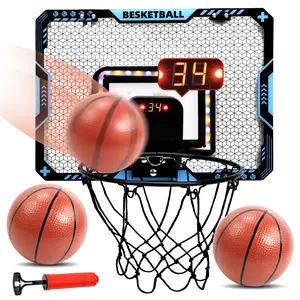 COUOMOXA Basketball Hoop Sports for Kids: 4 5 6 7 8+ Years Old Boys Girls Basketball Game Set with LED Electronic Scoreboard - Mini Hoop Sports Toy - Fun Birthday Gift for Child Ages 3-12