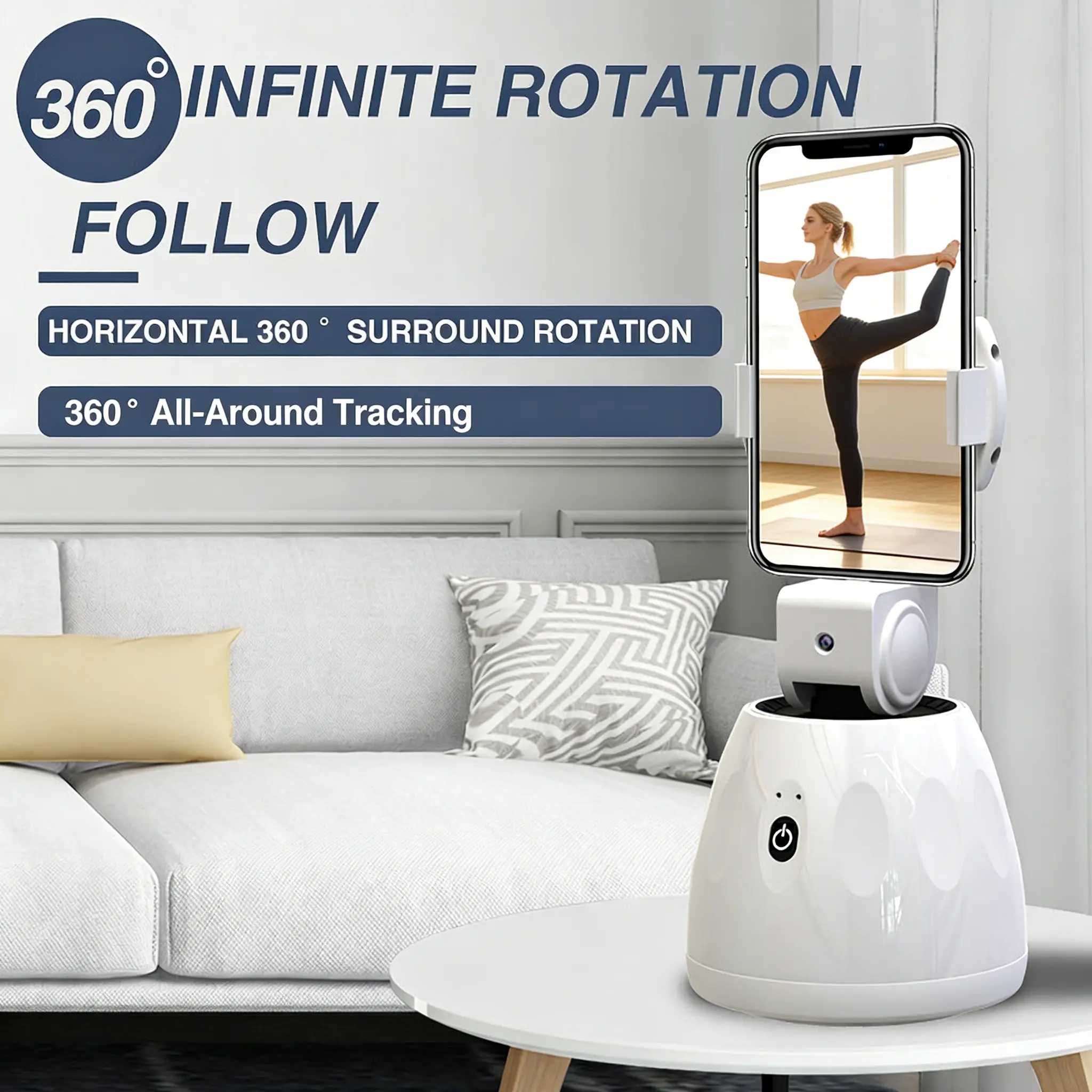 Q3 AI Auto Face Tracking Tripod (No App Needed) - 360° Smart Rotating Phone Mount with Extra Wide Angle & Gesture Control, Hands-Free Camera Stand for TikTok Live, Vlogging & Content Creator Essentials Bluetooth,Smartphone, Selfie