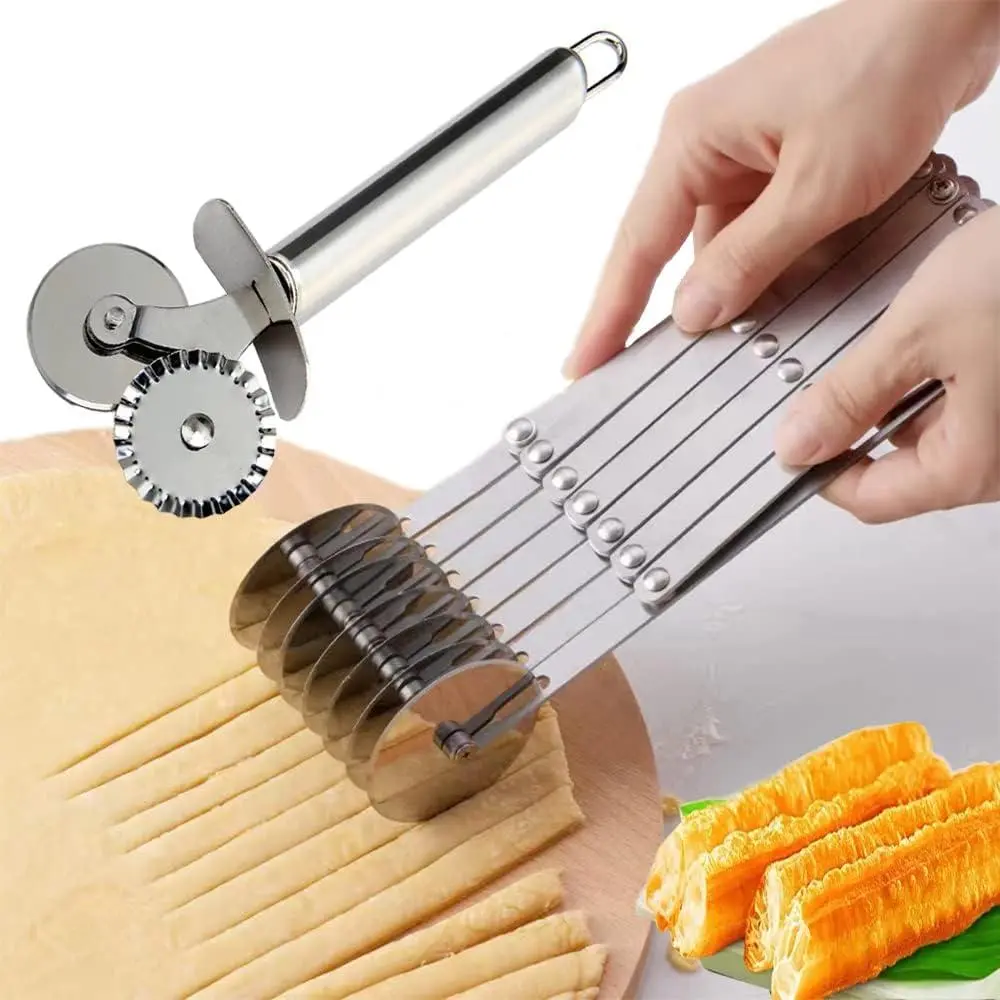 7-Wheel Adjustable Pastry Cutter Set – Stainless Steel Pizza, Pasta & Dough Cutter  MTOMDY