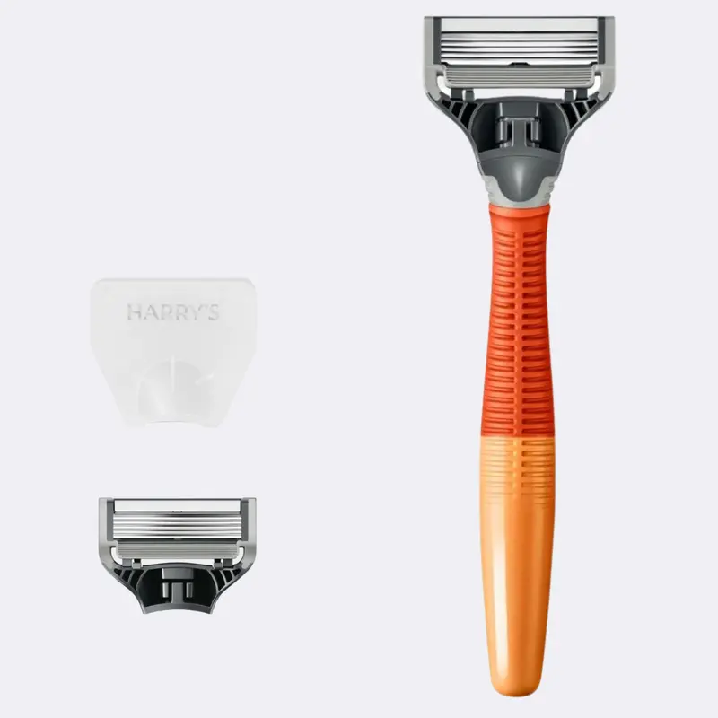 Harry's Original Handle Two-Tone Ergonomic Razor with Weighted Core & Textured Grip for All Skin Types Includes 2 German-Engineered Blade Cartridges
