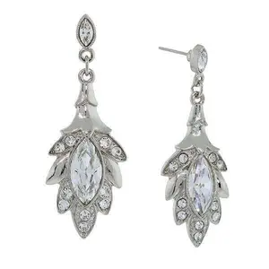 Genuine Austrian Crystal Navette Leaf Drop Earrings