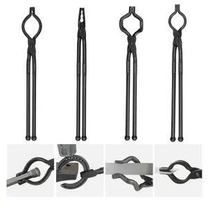 VEVOR Blacksmith Tongs, TikTokShopBlackFriday, 18” 4 PCS, V-Bit Bolt Tongs, Wolf Jaw Tongs, Z V-Bit Tongs and Gripping Tongs, Carbon Steel Forge Tongs with A3 Steel Rivets, for Beginner and Seasoned Blacksmiths, Bladesmiths