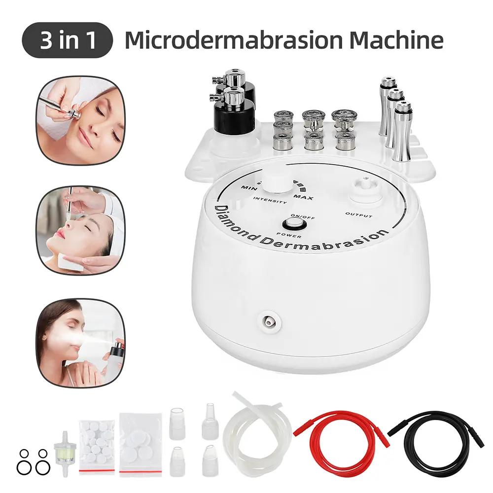 Foreverlily 3 in 1 Diamond Facial Device Microdermabrasion Machine ABS Material 15W Plug-in Deep Cleansing Moisturizing for Skincare Routine Blackhead Vacuum Cleaner Plastic