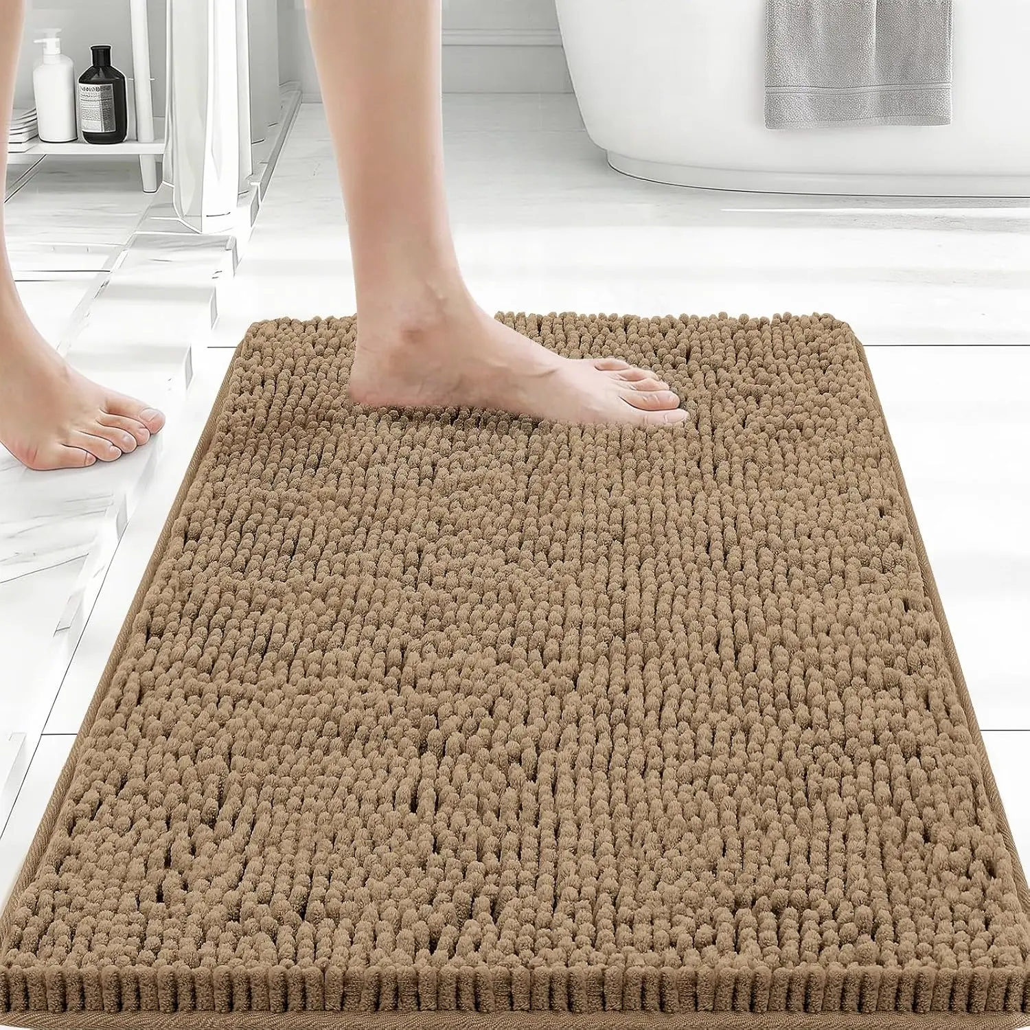 Bathroom Rugs 24x17, Bath Mats for Bathroom Non Slip with Rubber Backing,High Absorbent Microfiber Bath Rugs Quick Drying, Machine Washable, Durable Decor