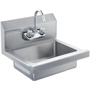 VEVOR Commercial Hand Sink with Faucet,  NSF Stainless Steel Sink for Washing, Small Hand Washing Sink, Wall Mount Hand Basin, Utility Sink for Restaurant, Kitchen, Bar, Garage and Home, 17 x 12.8 inch