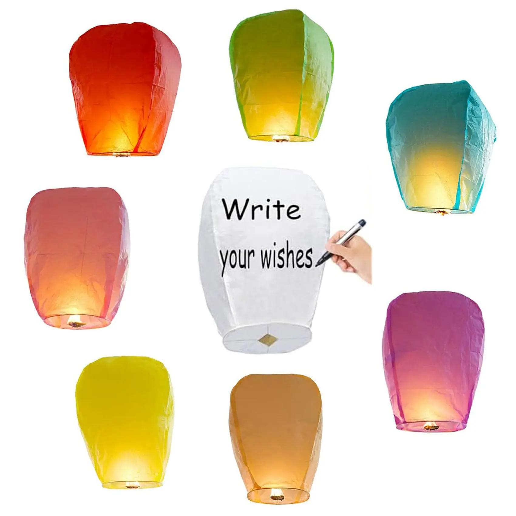 20 Pack Chinese Sky Lanterns - Wishing Paper Lanterns-Father's Day Gift, 100% Biodegradable Wire-Free Fire Resistant Paper Lantern to Release in Sky,Weddings&Partie&Festivals - (Random color)