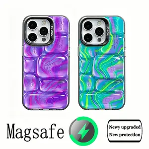 NEW! NeeDoh Cool Crush Ice Cube Phone Case,3D Visual Effect Bubble Case,Glossy Hard Protective Cover,Colorful Aesthetic Case for iPhone 11 12 13 14 15 17 Pro Max Air 16 Plus Series Military-Grade Drop Protection Casing.Shockproof Magnetic iPhone Case