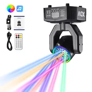 XDV Father's Day 32W Moving Head DJ Stage Light, 3x10W RGBW 4-in-1 LED with 50mW Green Laser & Halo Ring, DMX512 Sound Activated Gobo Projector for Party Disco Club Wedding