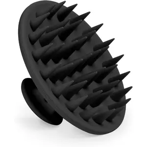 Silicone Scalp Massager Shampoo Brush, Scalp Brush for Hair Growth & Dandruff Removal, Hair Scrubber Scalp Stimulator Exfoliator Brush with Soft Bristles for Wet Dry Scalp Care (Black)