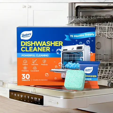 BOTARE 30-Count Dishwasher Cleaner Tablets - A 15-Month Supply! Heavy-Duty Deep Clean & Deodorizer, Non-Toxic, Septic Safe, Fresh Lemon Scent