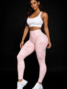 Women's Blush Pink Sculpt High-Waist Active Leggings Set - Feminine Outfits for Sports & Outdoor Activities, Comfortable, Stylish